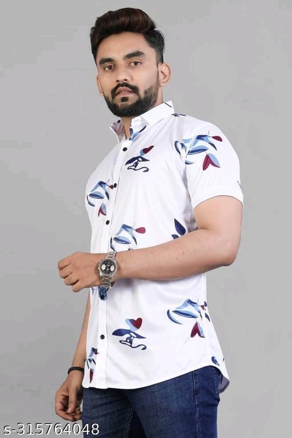 Men Regular Fit Printed Ribbed Collar Casual Shirt - S, FREE DELIVERY