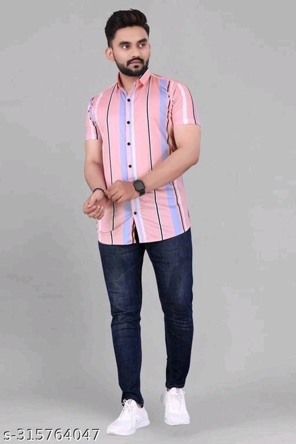 Men Regular Fit Printed Ribbed Collar Casual Shirt - XL, FREE DELIVERY