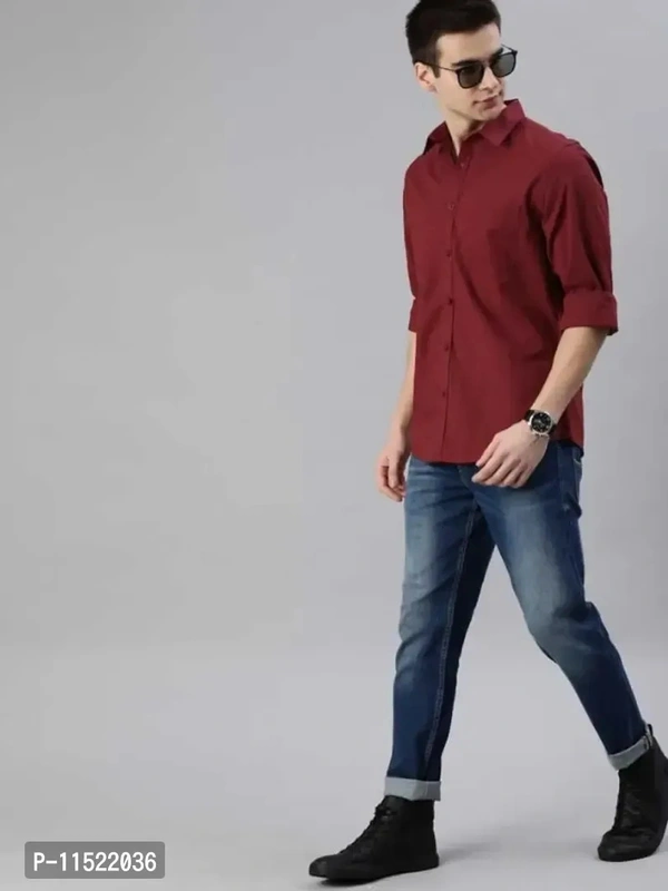 Trending formal Cotton Shirt For MEN - L, Maroon, FREE DELIVERY