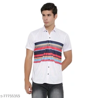 Men White Slim Fit Printed Casual Shirts - M, FREE DELIVERY