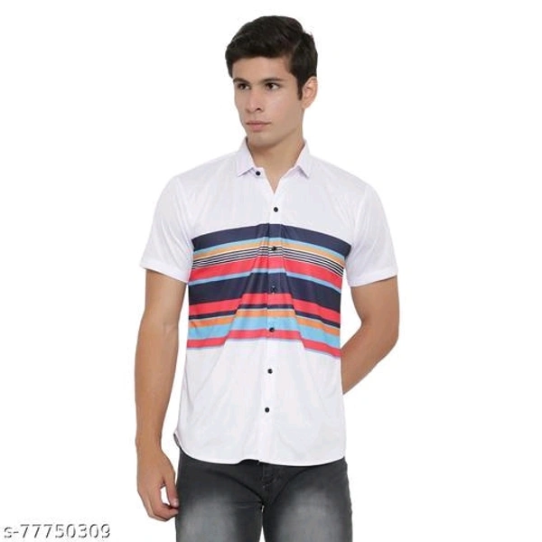 Men White Slim Fit Printed Casual Shirts - M, FREE DELIVERY