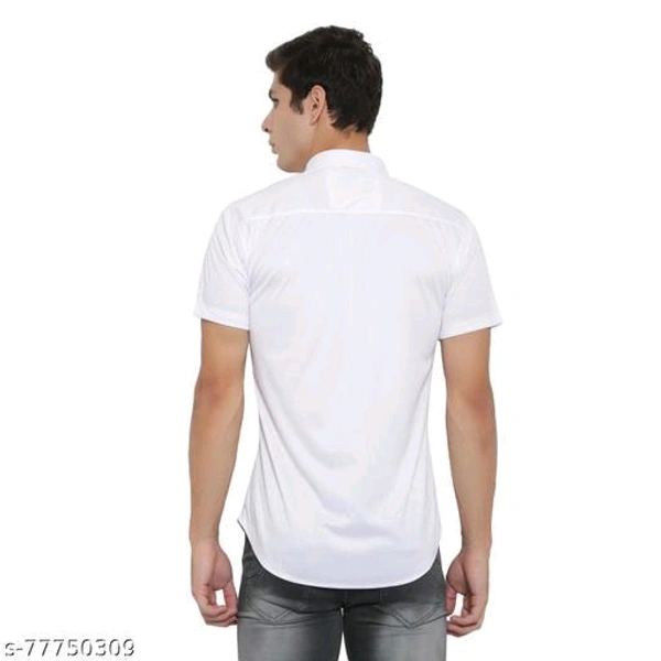 Men White Slim Fit Printed Casual Shirts - M, FREE DELIVERY