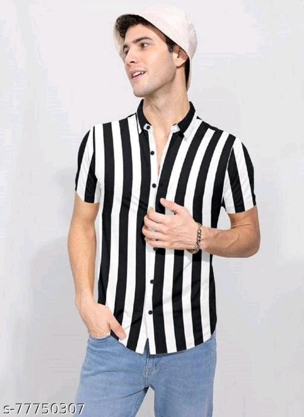 Men White& Blakc Fit Opaque Printed Casual Shirts - S, FREE DELIVERY