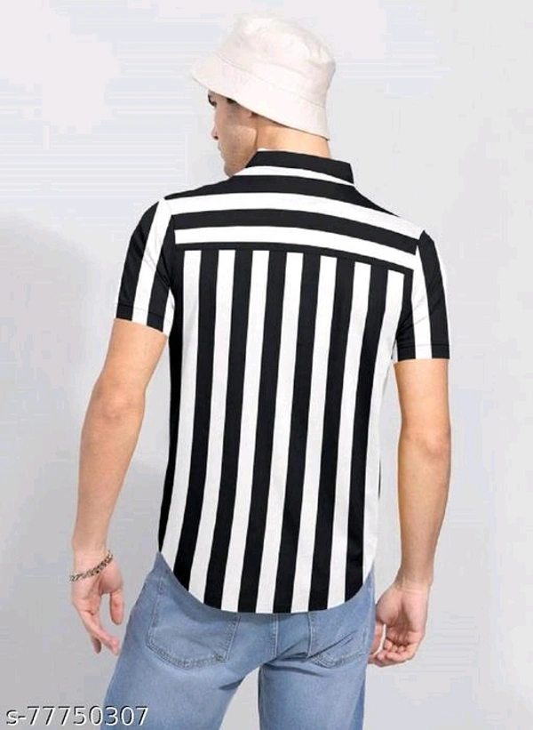 Men White& Blakc Fit Opaque Printed Casual Shirts - S, FREE DELIVERY