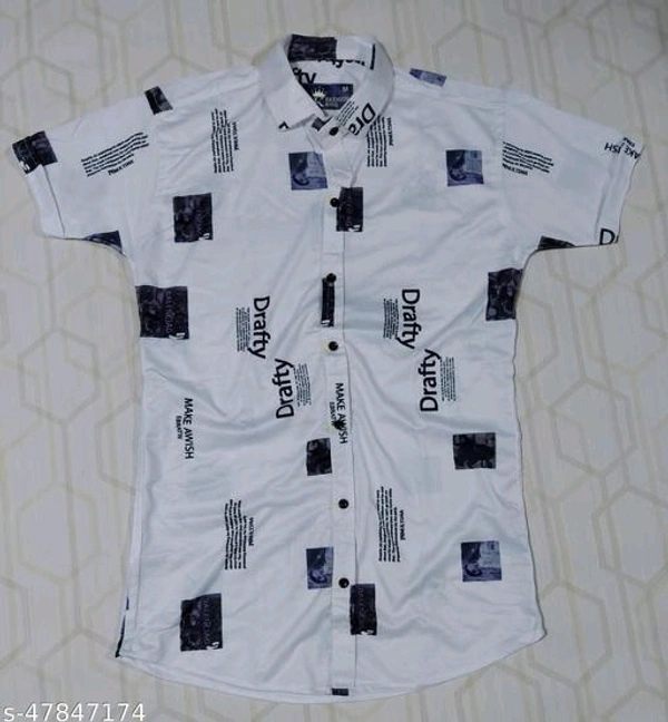 Lycra digital Prited half sleeves Shirts - XL, White, FREE DELIVERY