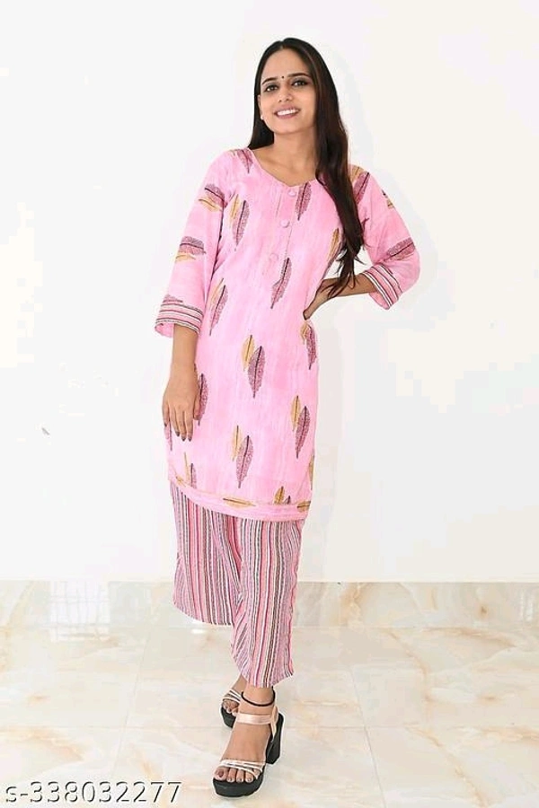 Printed Kurti with Plazzo and Duppatta Set - M, FREE DELIVERY