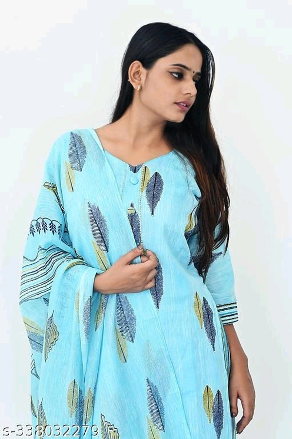Printed Kurti with Plazzo and Dupatta Set - S, FREE DELIVERY