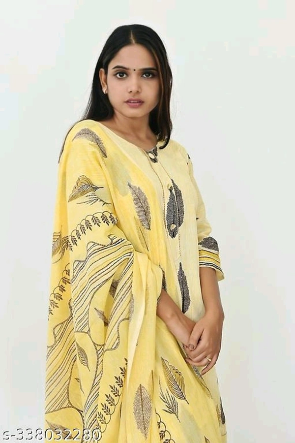 Printed Kurti with Plazzo and Dupatta Set - S, FREE DELIVERY