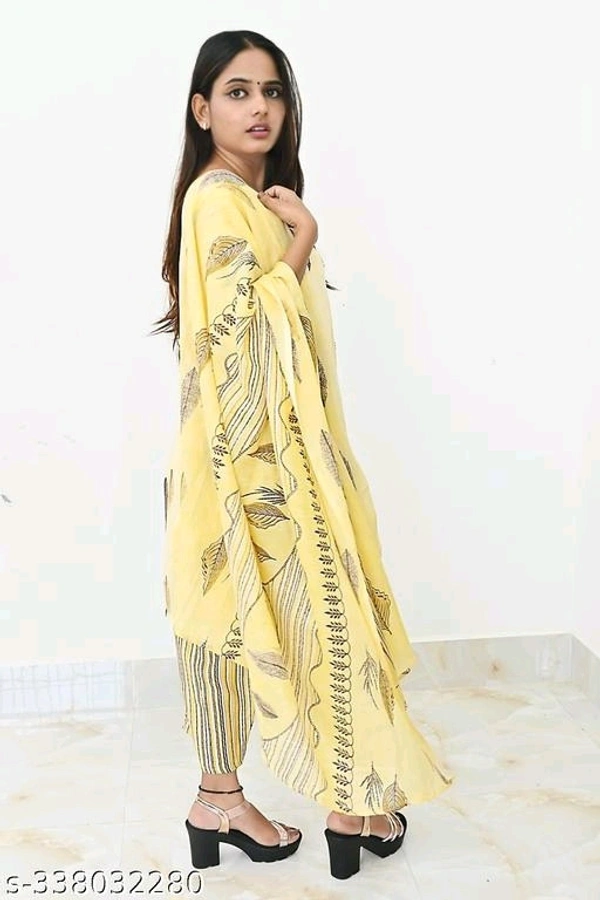 Printed Kurti with Plazzo and Dupatta Set - S, FREE DELIVERY