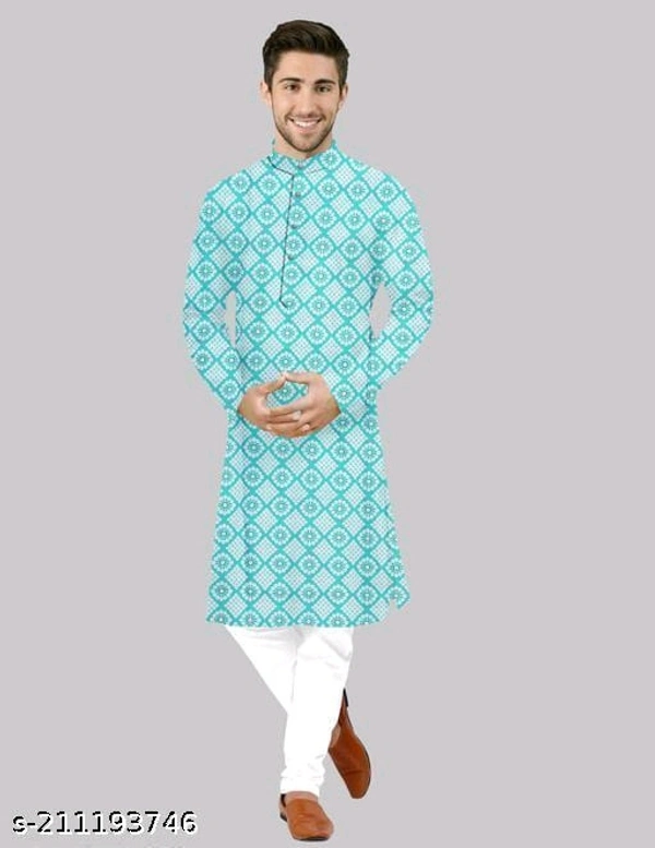 Mens Log Printed Fancy Kurta For Men - M, FREE DELIVERY
