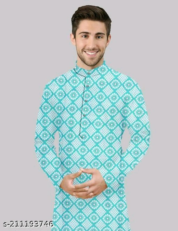 Mens Log Printed Fancy Kurta For Men - M, FREE DELIVERY
