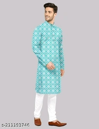 Mens Log Printed Fancy Kurta For Men - M, FREE DELIVERY