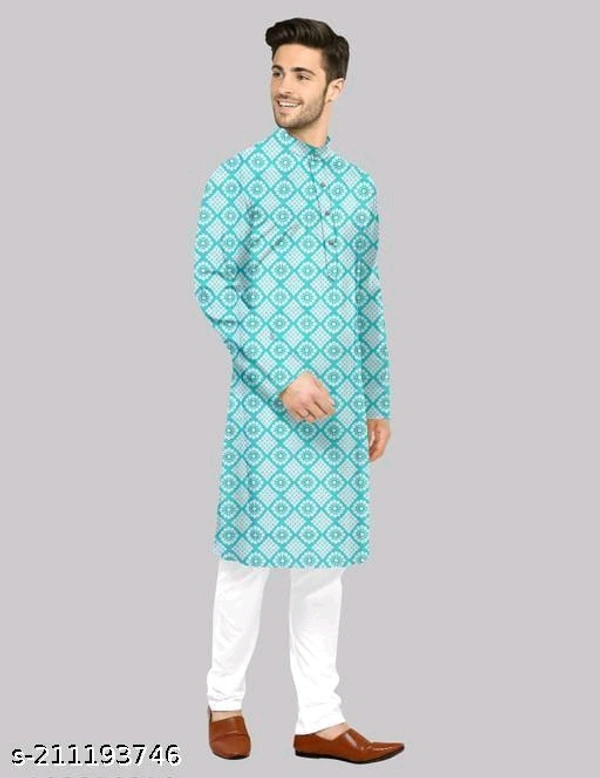 Mens Log Printed Fancy Kurta For Men - M, FREE DELIVERY