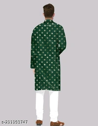Mens Long Printed Fancy Kurta For MEN - XXXL, Green, FREE DELIVERY
