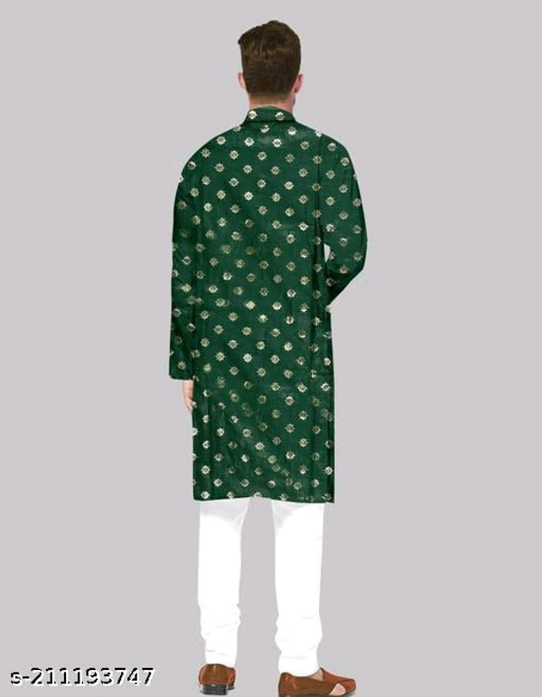 Mens Long Printed Fancy Kurta For MEN - XXXL, Green, FREE DELIVERY