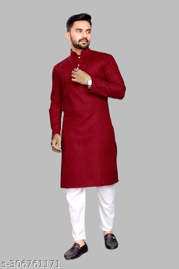 Festive Wear Daily Wear Cotton Blend Kurta For Men - M, Red, FREE DELIVERY
