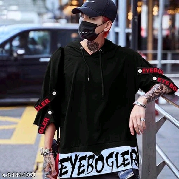 Men Printed Hood Black T-shirt - L, Black, FREE DELIVERY