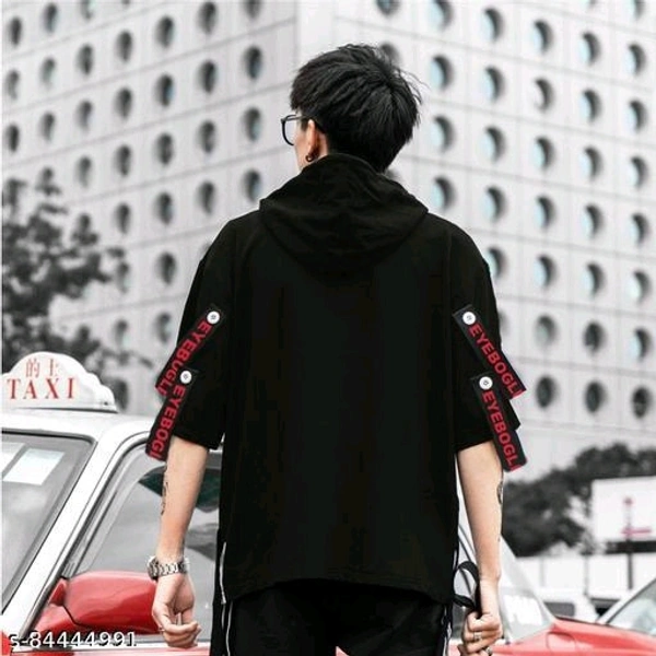 Men Printed Hood Black T-shirt - L, Black, FREE DELIVERY