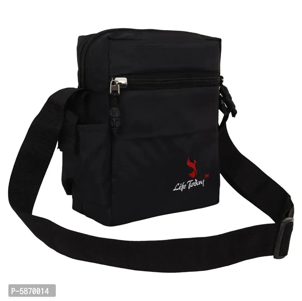 Sling Bags For Men And Women Cross Body Bag For Girls Polyester Travel Pouch (Black) - Black, FREE DELIVERY