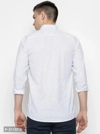 Men's White Cotton Long Sleeves Printed Slim Fit Casual Shirts - XL, White, FREE DELIVERY