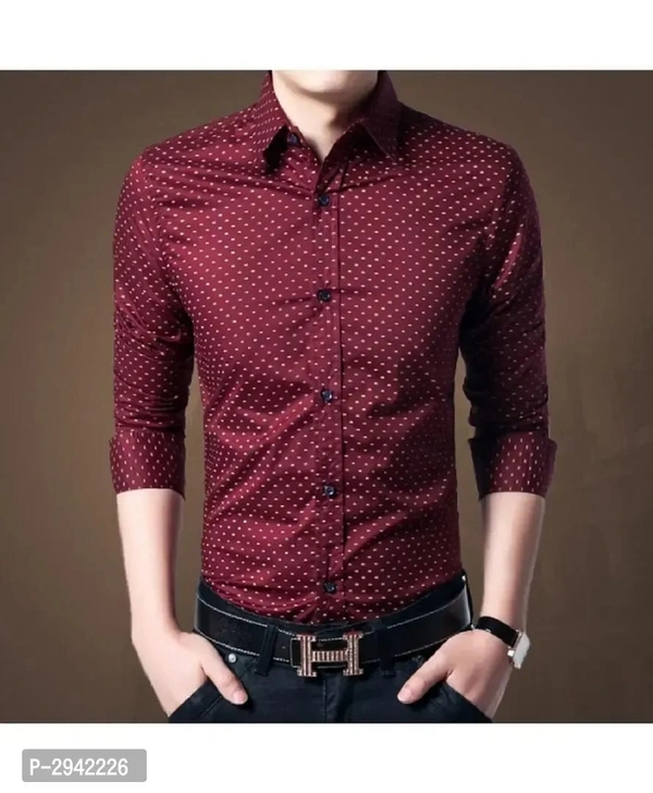 Men's Maroon Printed Cotton Blend Full Sleeve Casual Shirt - M, Maroon, FREE DELIVERY