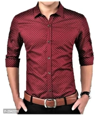 Men's Maroon Printed Cotton Blend Full Sleeve Casual Shirt - M, Maroon, FREE DELIVERY