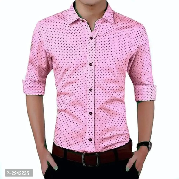 Men's Pink Printed Cotton Blend Full Sleeve Casual Shirt - XL, Pink, FREE DELIVERY