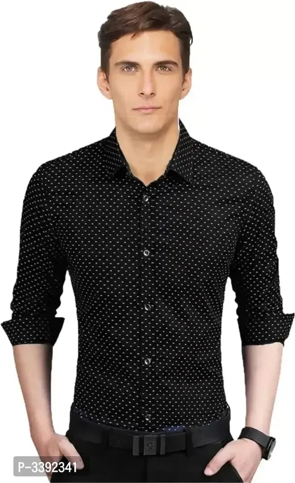 Black Printed Cotton Slim Fit Casual Shirt - XL, Black, FREE DELIVERY