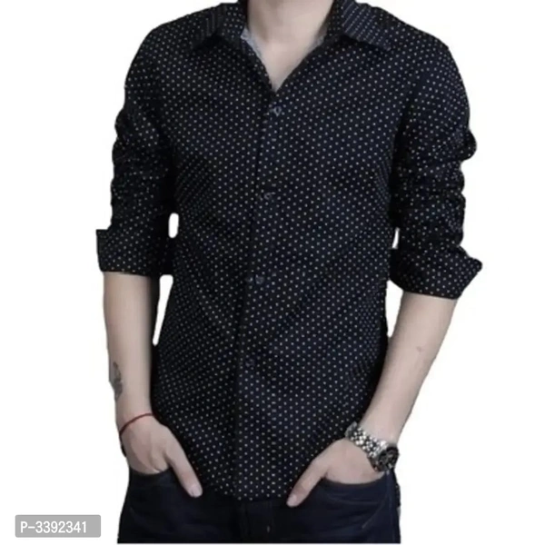 Black Printed Cotton Slim Fit Casual Shirt - XL, Black, FREE DELIVERY