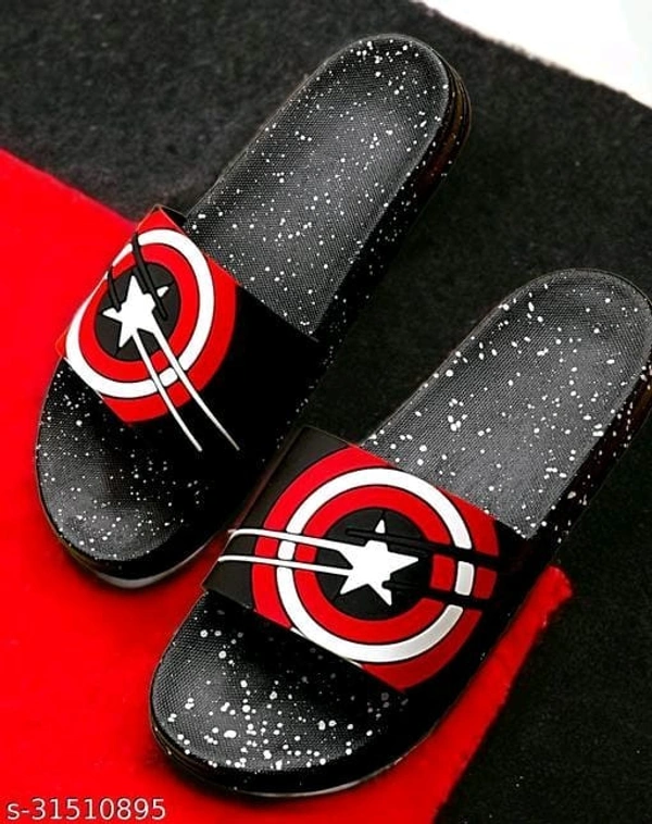 Black Printed Sliders For Men - IND-8, Black, FREE DELIVERY