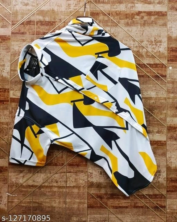 Het Fashion Mens Lycra Casual Printed Half Sleeve  - L, FREE DELIVERY