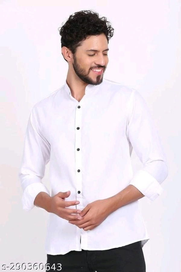 100% Cotton Shirt For Mens Plain Solid Full Sleeve Shirts - M, White, FREE DELIVERY