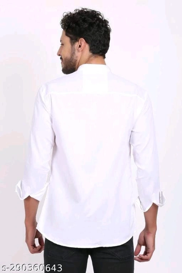 100% Cotton Shirt For Mens Plain Solid Full Sleeve Shirts - M, White, FREE DELIVERY