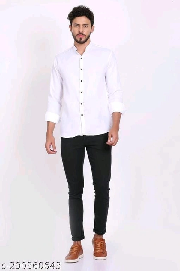 100% Cotton Shirt For Mens Plain Solid Full Sleeve Shirts - M, White, FREE DELIVERY