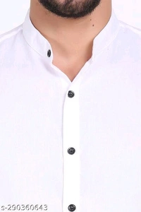 100% Cotton Shirt For Mens Plain Solid Full Sleeve Shirts - M, White, FREE DELIVERY