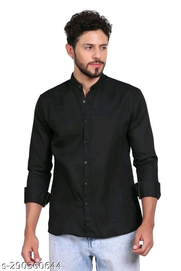 100% Cotton Shirt for Men Plain Solid Full Sleeve Shirts - XL, Black, FREE DELIVERY