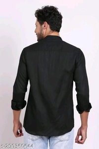 100% Cotton Shirt for Men Plain Solid Full Sleeve Shirts - XL, Black, FREE DELIVERY