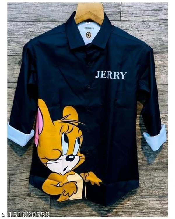 Jerry Printed Shirts - L, Black, FREE DELIVERY