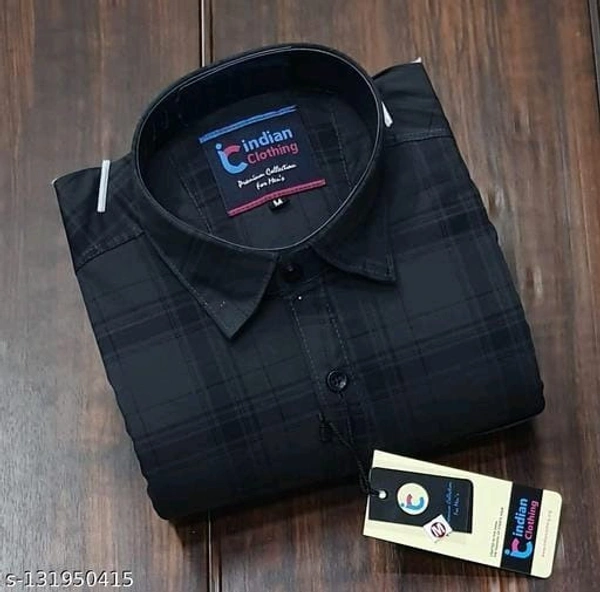 INDIAN CLOTHING Pure Cotton Black Checks Shirts - XL, FREE DELIVERY