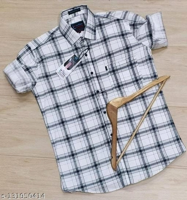 INDIAN CLOTHING Pure Cotton Brown Checks Shirts - L, White, FREE DELIVERY
