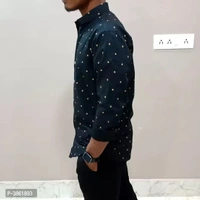 Men's Black Cotton Printed Long Sleevess Regular Fit Casual Shirt - 2XL, FREE DELIVERY