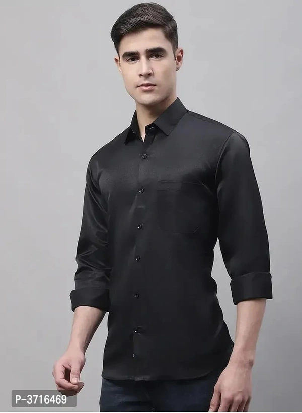 Men's Black Cotton Solid Long Sleeves Regular Fit Formal Shirt - 2XL, Black, FREE DELIVERY