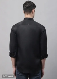 Men's Black Cotton Solid Long Sleeves Regular Fit Formal Shirt - 2XL, Black, FREE DELIVERY