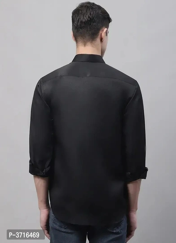 Men's Black Cotton Solid Long Sleeves Regular Fit Formal Shirt - 2XL, Black, FREE DELIVERY