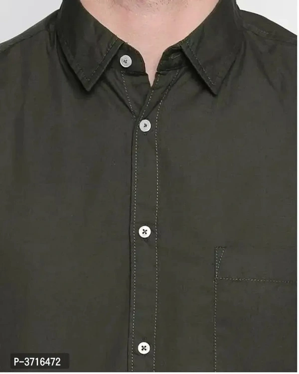 Men's Olive Cotton Solid Long Sleeves Regular Fit Formal Shirt - M, Oilve, FREE DELIVERY