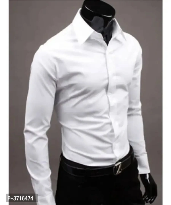 Men's White Cotton Solid Long Sleeves Regular Fit Formal Shirt - XL, White, FREE DELIVERY