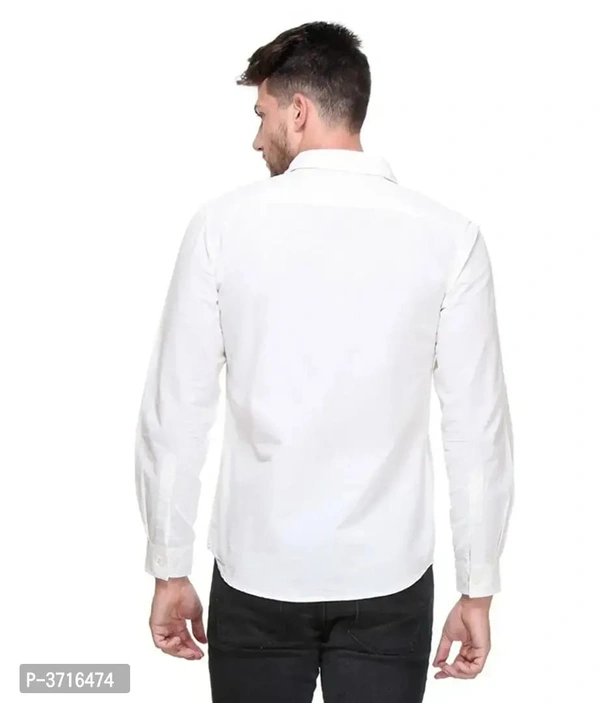 Shirt For Men Stylish Latest Cotton Plain  - L, White, FREE DELIVERY