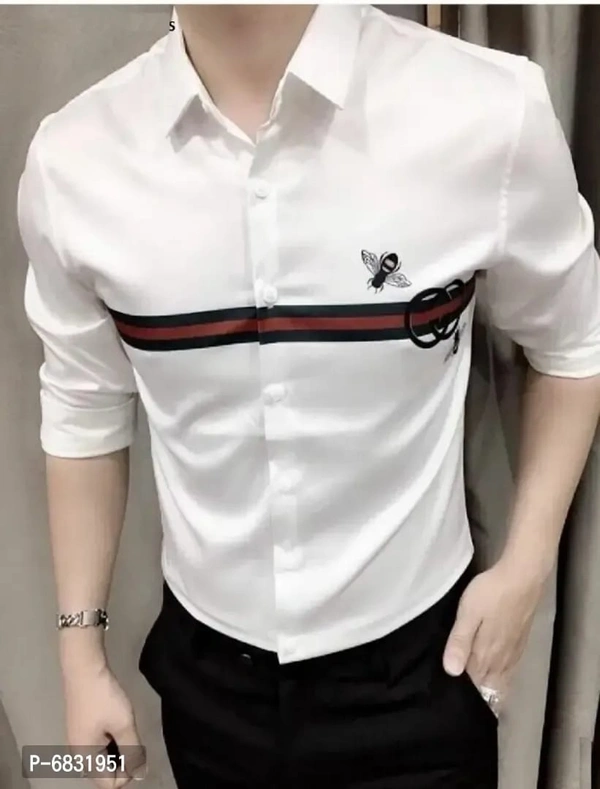 Party Wear Plycotton Shirt For Men - M, White, FREE DELIVERY