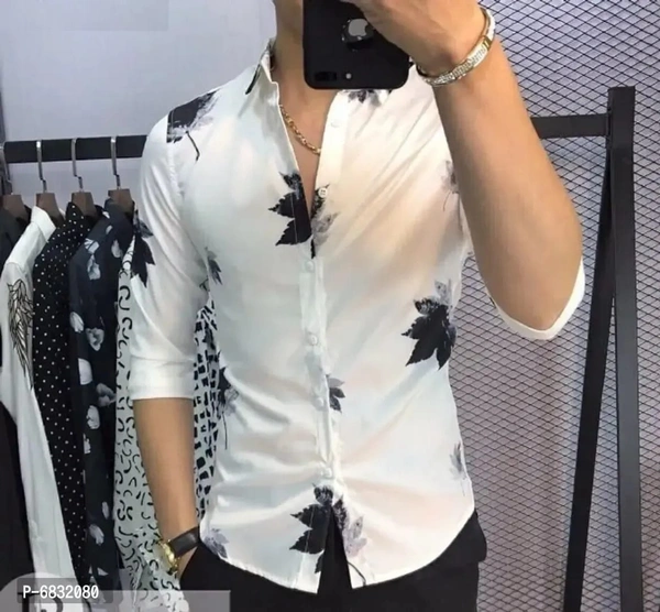 Party Wear Polycotton Shit For Men - XL, White, FREE DELIVERY