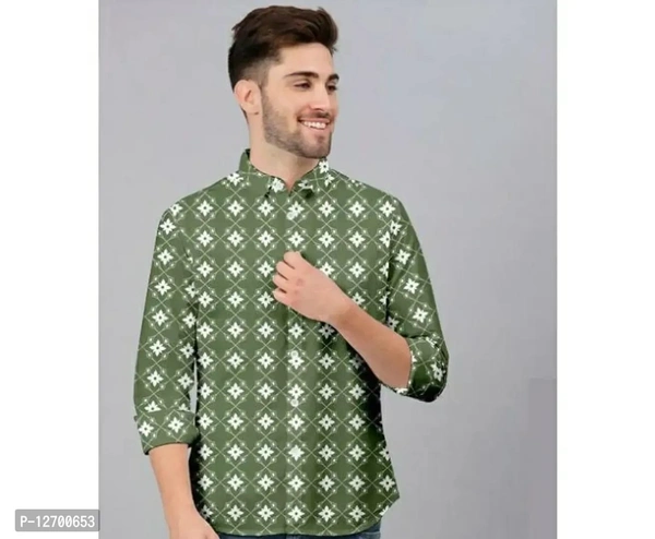 Party Wear Cotton Shirt For Men - M, Green, FREE DELIVERY